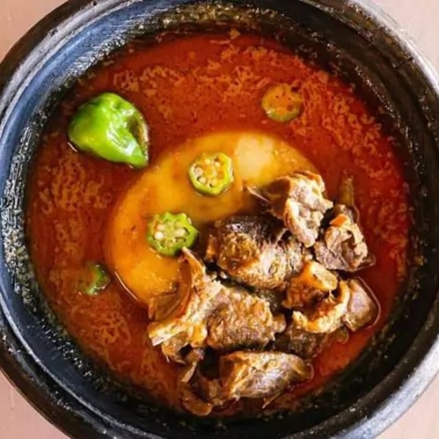 Fufu and Peanut Butter Soup (Goat or Beef).