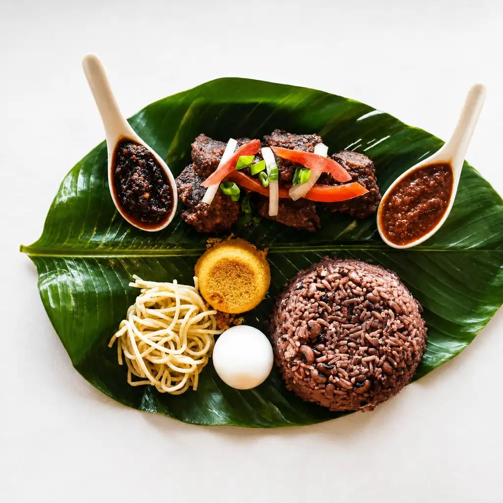 Waakye and Stew (Choose Beef or Goat).