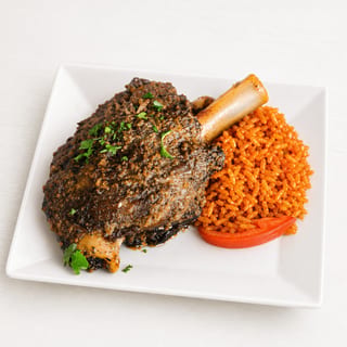 Lamb Shank and Jollof Rice