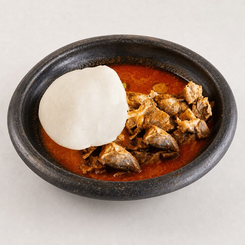 Pounded Yam and Peanut Butter Soup (Goat or Beef).