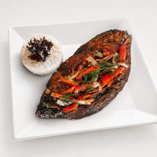 Atteike or White Rice and Tilapia Fish