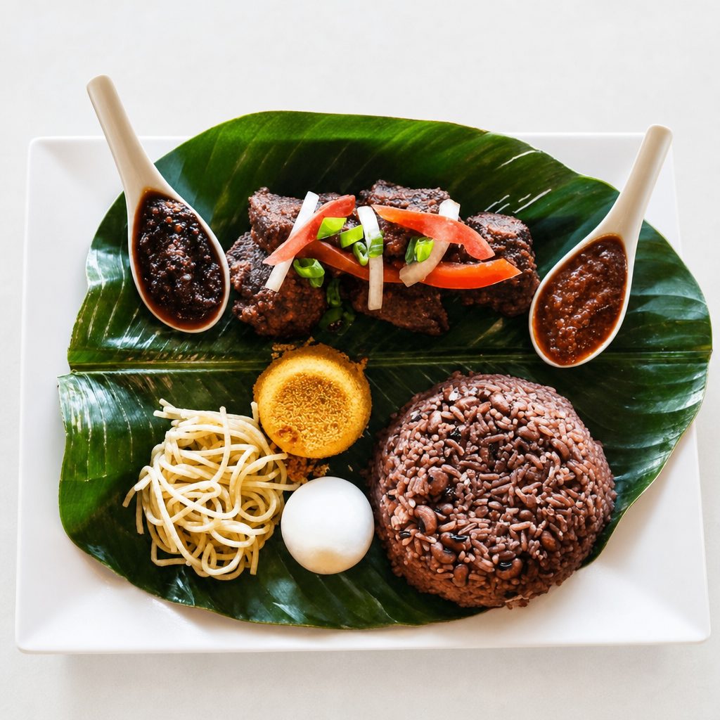 Waakye and Stew (Choose Goat or Beef).