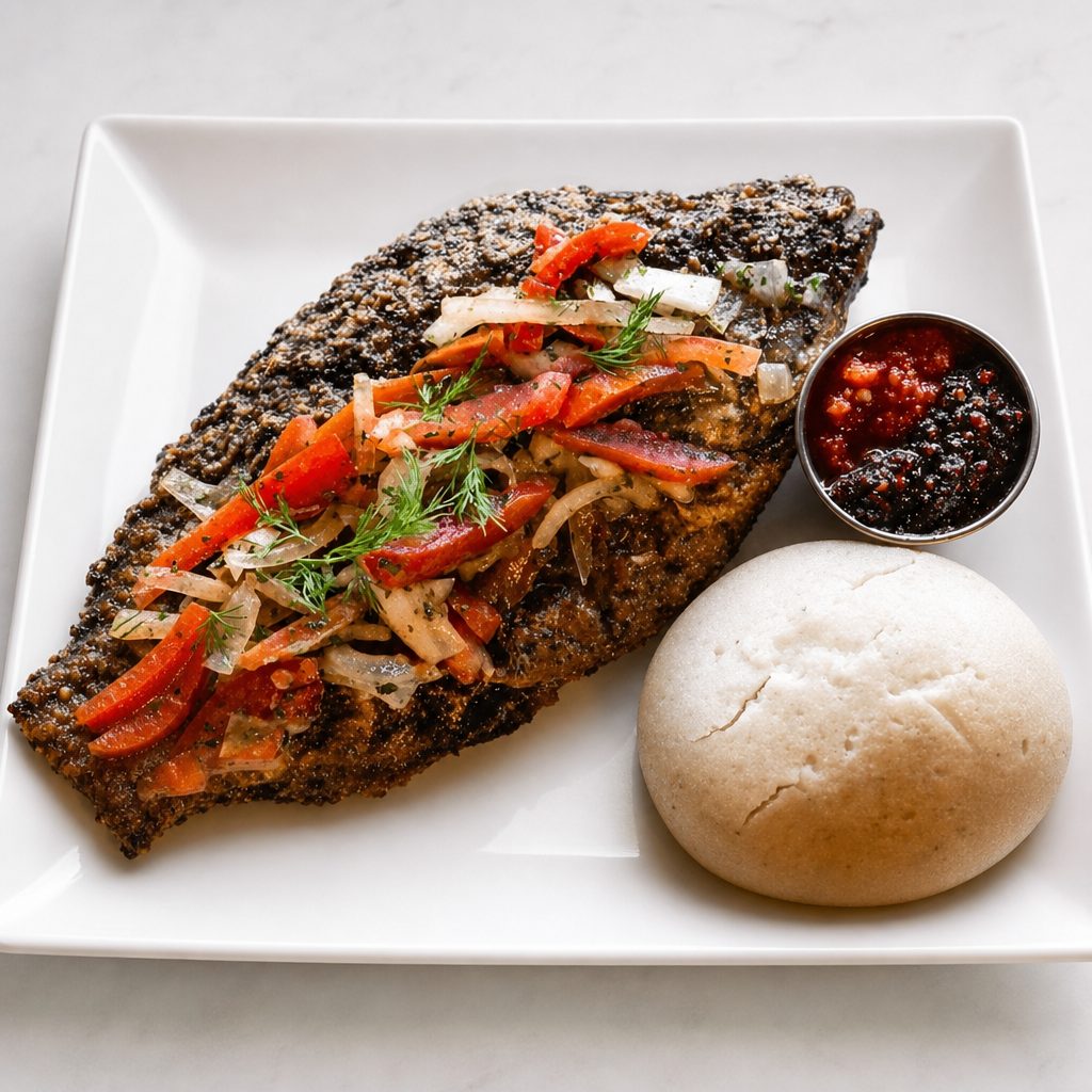Tilapia Fish and Banku.