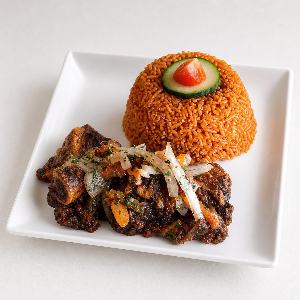 Jollof Rice and Turkey Tail.