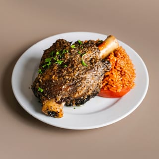 Lamb Shank and Jollof Rice
