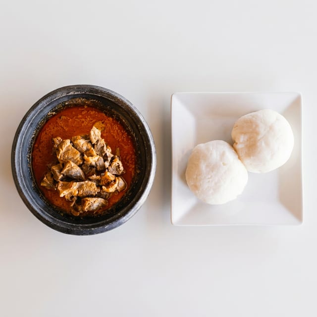 Rice Balls and Peanut Butter Soup (Goat or Beef).