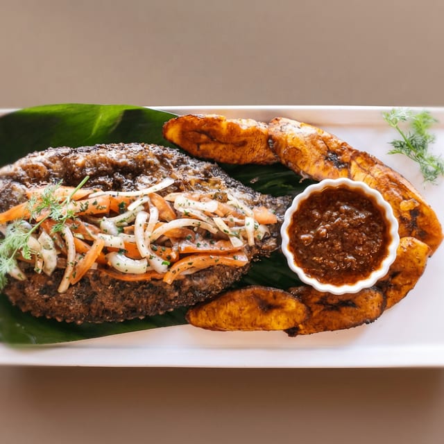 Plantain and Tilapia Fish.