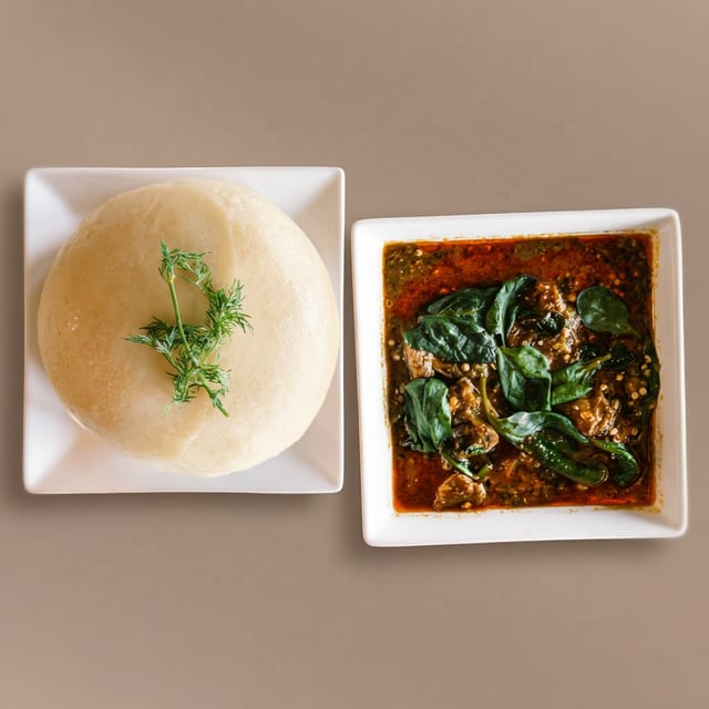 Okro Stew and Fufu.