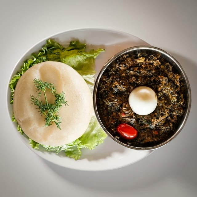 Spinach Stew with [Fufu | Banku | Pounded Yam.