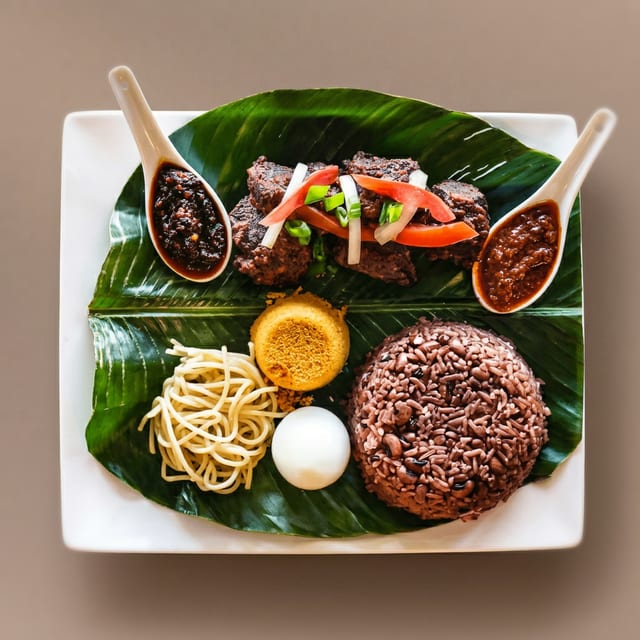 Waakye and Stew (Choose Goat or Beef).