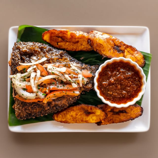 Fried Plantain and Tilapia Fish.