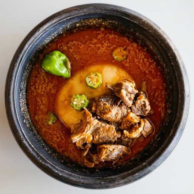 Fufu and Peanut Butter Soup (Goat or Beef).